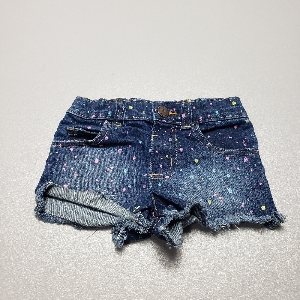 garanimals toddle girls paint splatter denim jean shorts size 3T